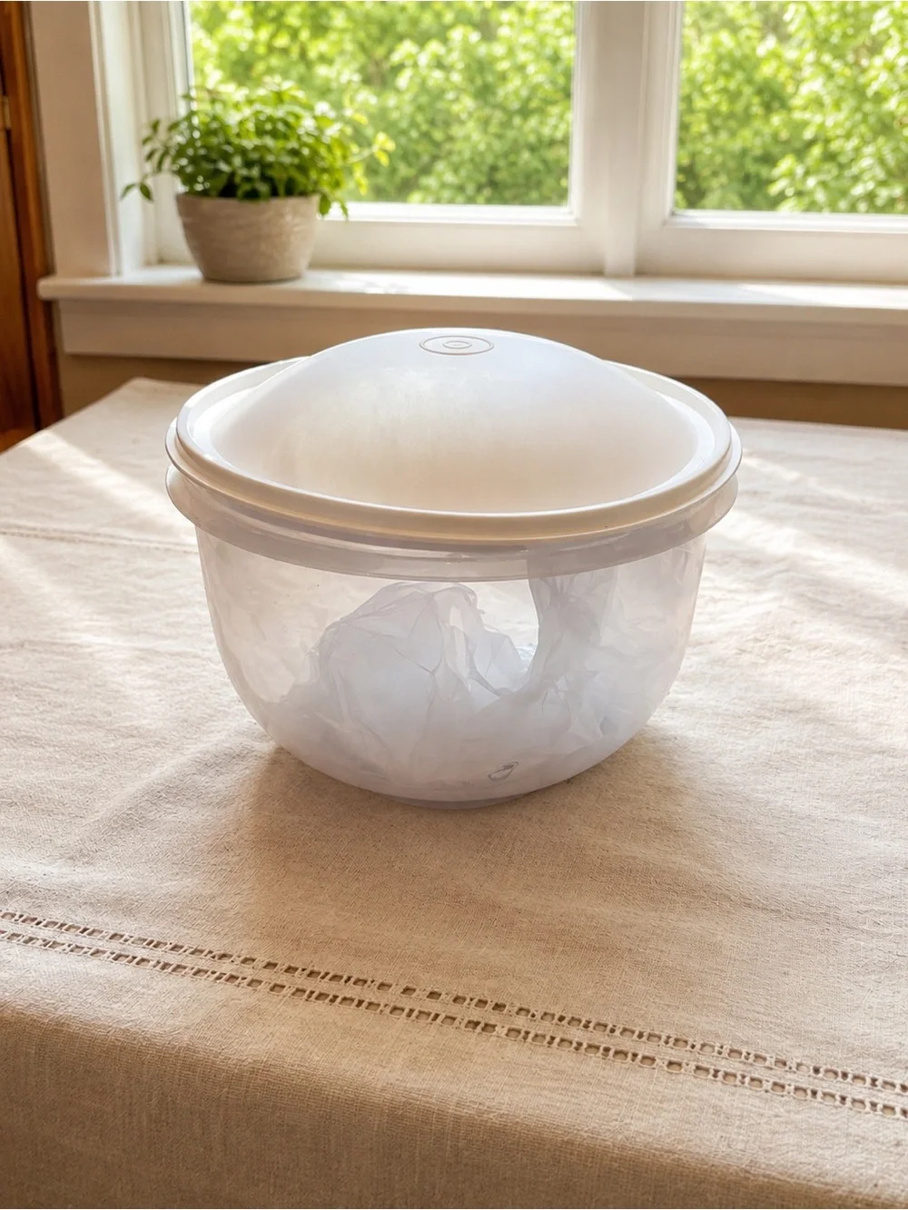 NEW Tupperware Crisp-it Lettuce Keeper 1424 Sheer Bowl White Lid & Spike
